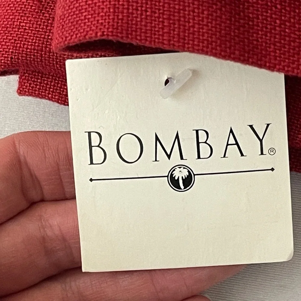 Bombay Bath 100% Linen‎ Shower Curtain Panel Red Grommets VTG